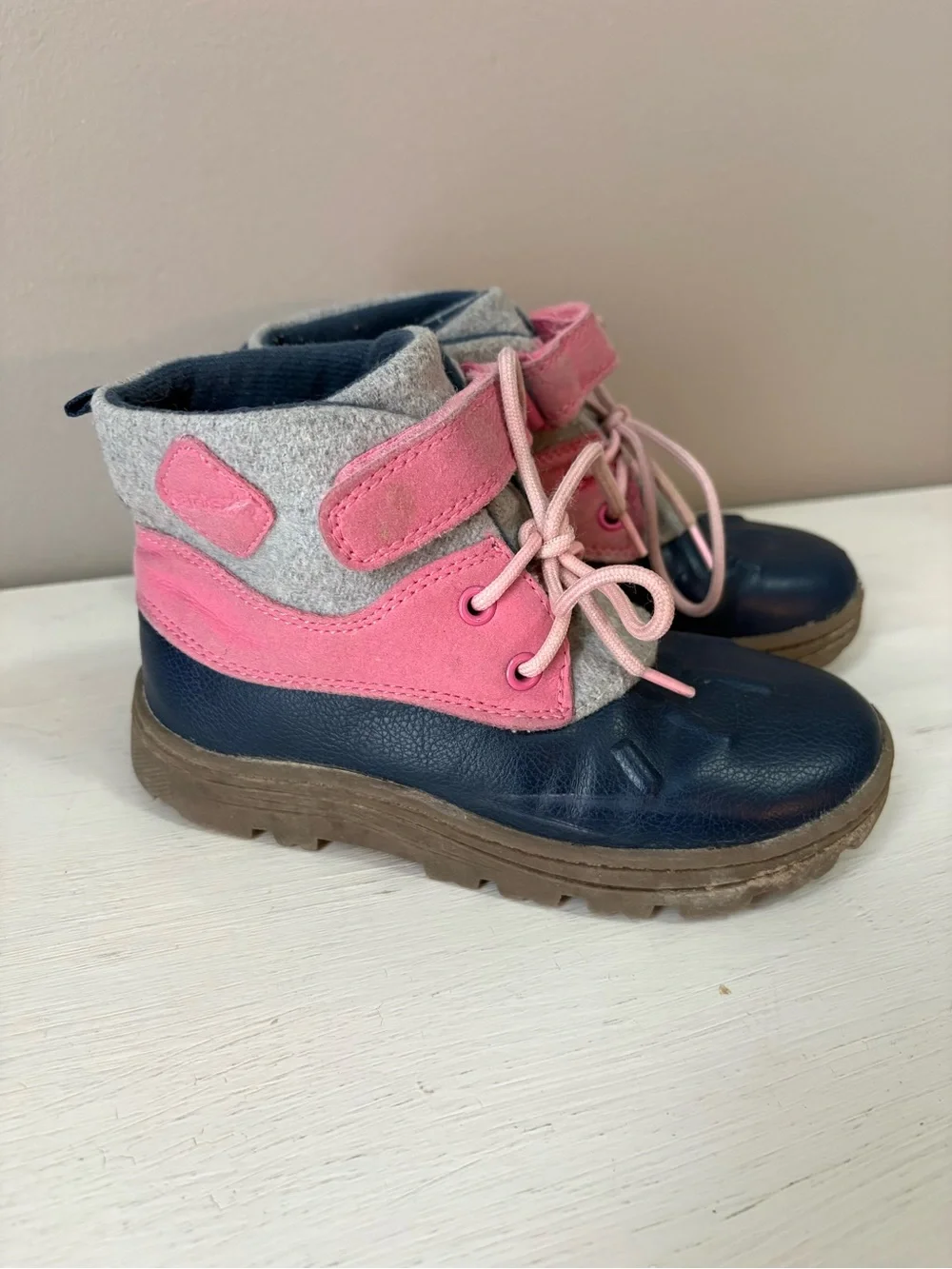 Carter's Navy, Pink and Gray Kids Lace-Up Ankle Boots